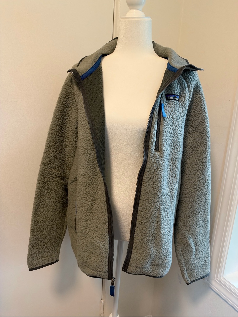 Patagonia Men’s Retro Pile Fleece Jacket Gray Blue Size L
